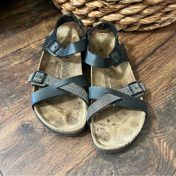Birkenstock Birki's Lillie Black Linen Cork Authentic Size 9 Germany EUC - Picture 2 of 4
